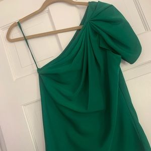Emerald green one shoulder blouse